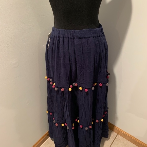 Caslon Navy Pom Pom Maxi Skirt in Petite Large - Picture 3 of 5